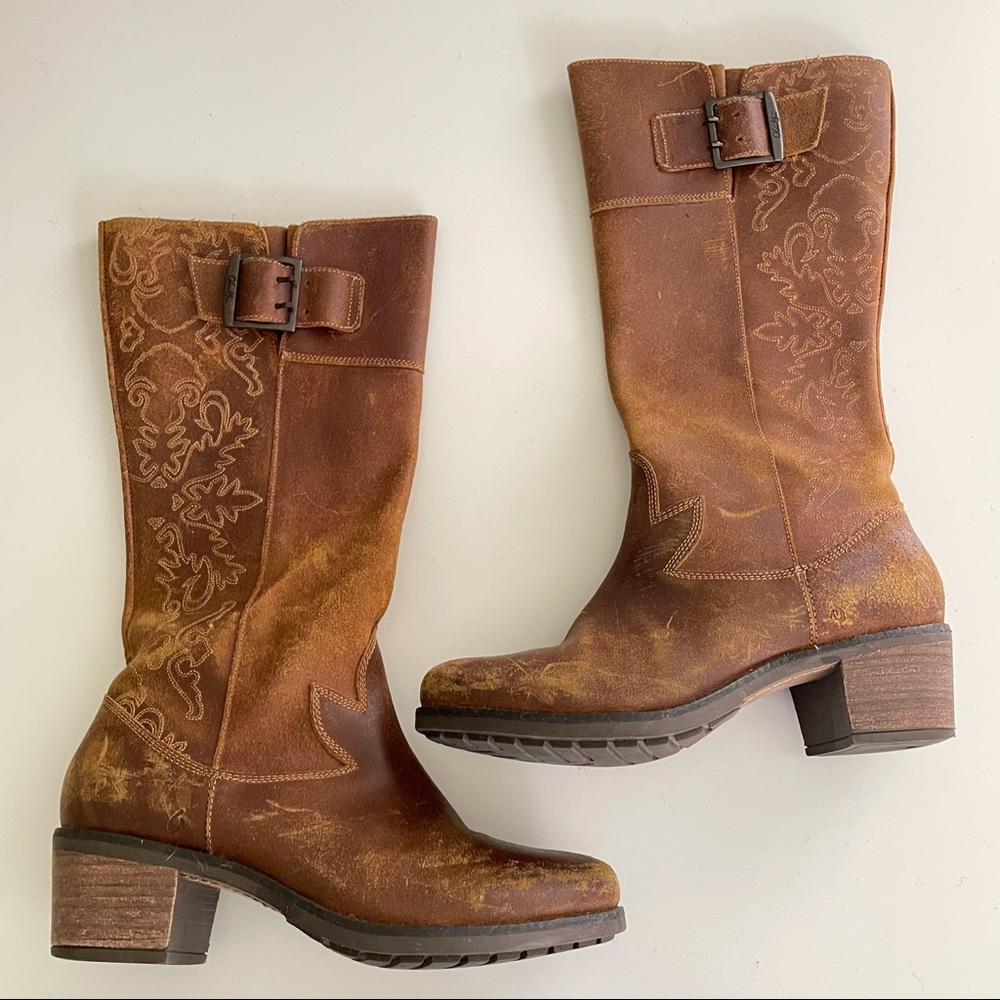 Olukai Emalani Brown Leather Western Boots Boho 9